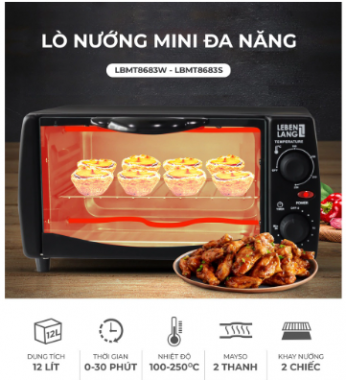 LBMT8683S - Lò Nướng Mini Lebenlang _ 12 Lít